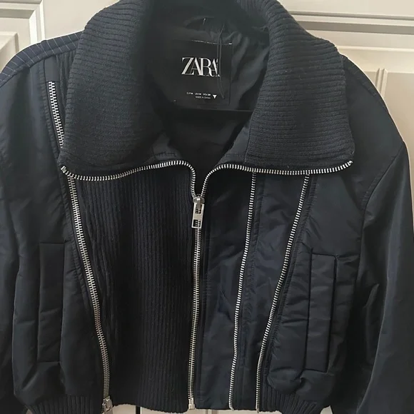 Zara Navy Blue Cropped Jacket - never worn - Picture 1 of 12